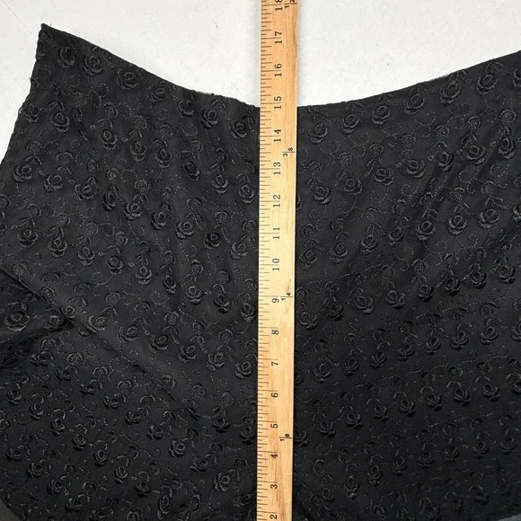 Black Floral Embroidered Pants Lace Scalloped Hem Womens 16 Whimsigoth Cottage - Picture 6 of 9